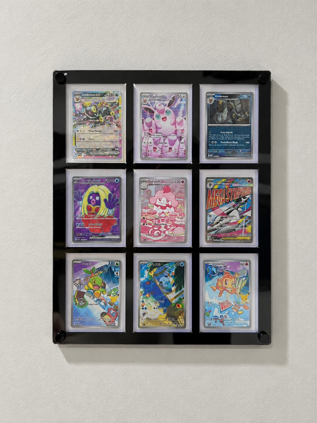 Black 9-card wall display; cards not included